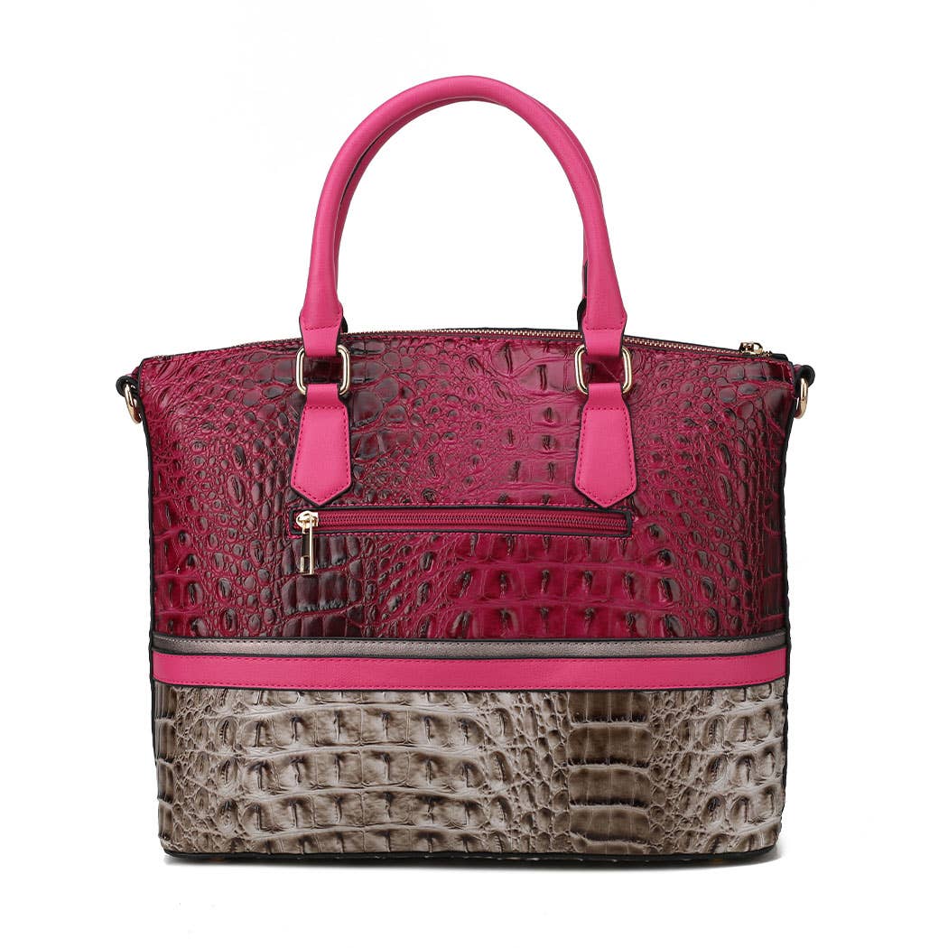 Autumn Crocodile Skin Tote Bag with Wallet by Mia k: Grey-Pink