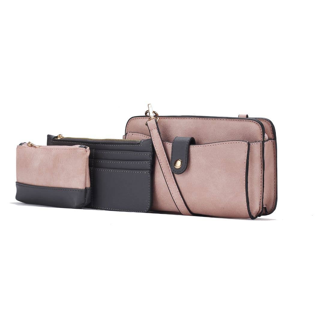 Muriel Women Crossbody Bag with Card holder and Small Pouch: Pink