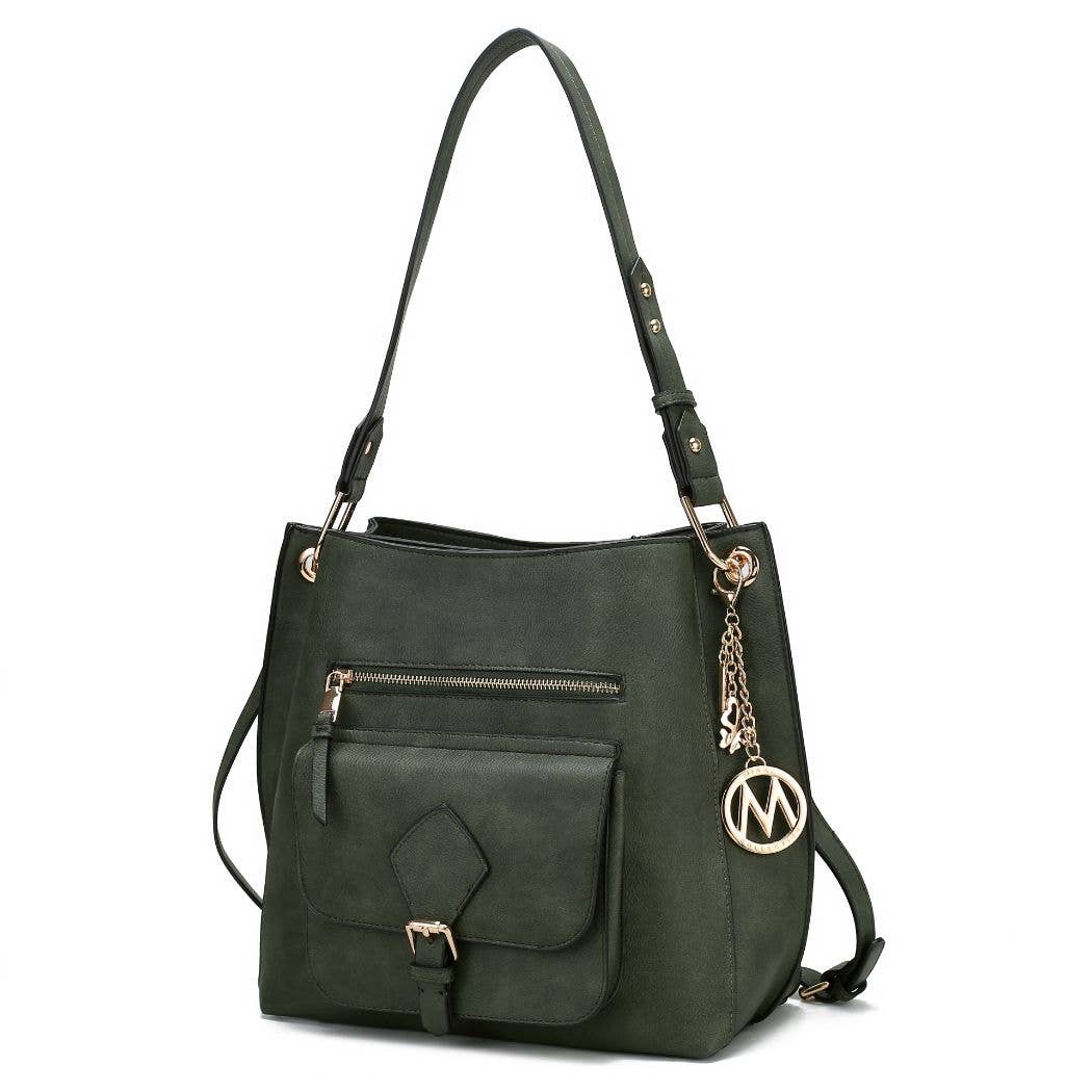 MKF Collection Yves Vegan Leather Women Hobo Bag by Mia K: Olive