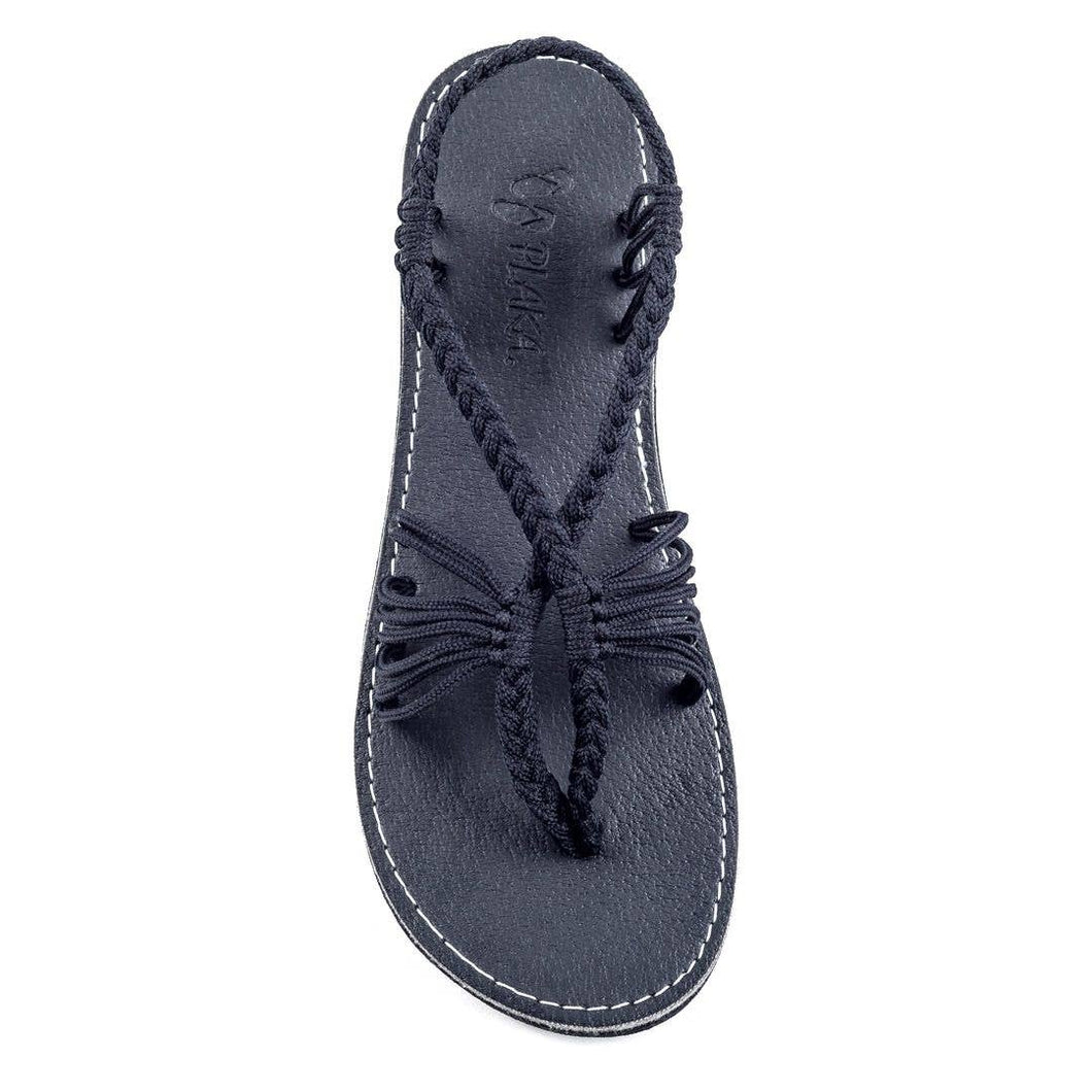Seashell Flat Summer Sandals - Black