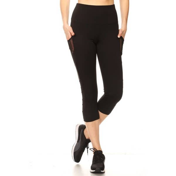 Womens High Waist Tummy Control Sports Capri Leggings