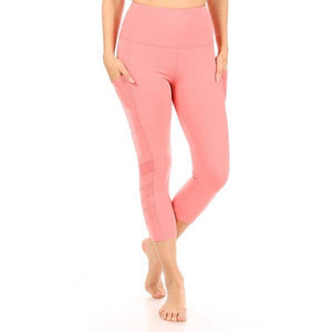 Womens High Waist Tummy Control Sports Capri Leggings